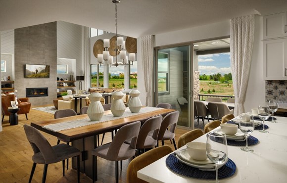 New home great room in Broomfield, Colorado at Anthem master-planned community